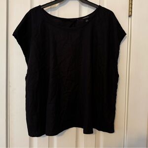 Torrid Black Open Back Linen Blend Back Button Draped Top Sexy Size 1 (Plus 1X)